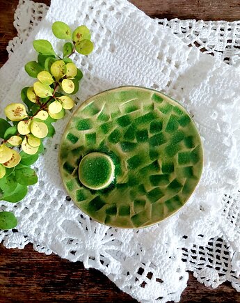 Podstawka ceramiczna zielona na biżuterię, Wooden Love