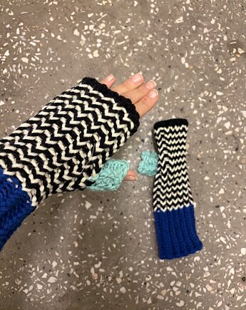 Rękawiczki bez palct  z wełny merino multikolor, HisOutfit