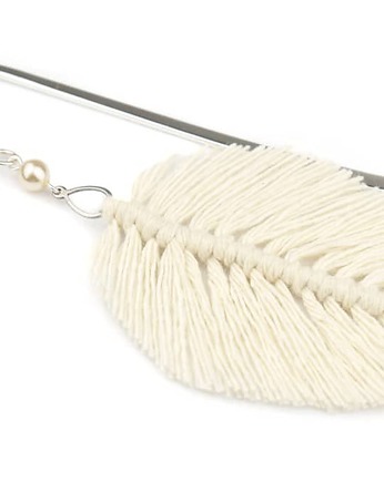Zakładka do książki - Makramowy liść (krem), Hundred Bookmarks