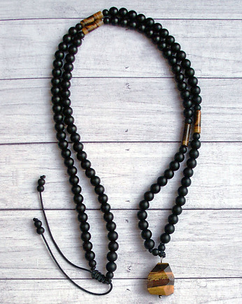 TYGRYSIE OKO, onyks : półdługi naszyjnik męski, kaktusia