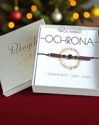 Amulet - OCHRONA - świąteczne pudełko - obsydian, jaspis, onyks, kaktusia