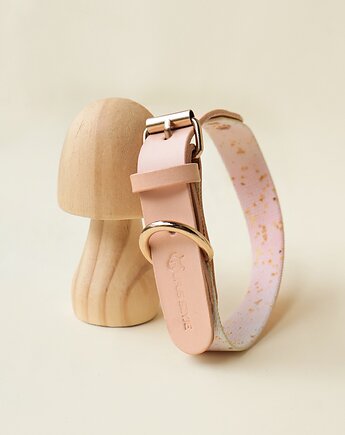 Obroża Łączona Pink Confetti / Nude Leather 2 cm, Rufus Szyje