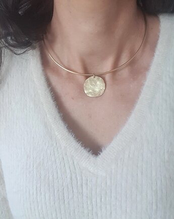 Naszyjnik ZEN okrąg na obróżce z mosiądzu, młotkowany, modesign