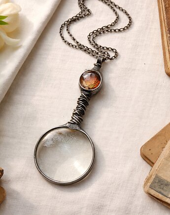 Naszyjnik lupa z różyczką., MARIAELA