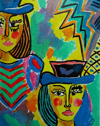 Portret kobiety kubiczna twarz Picasso style, alice oil on canvas