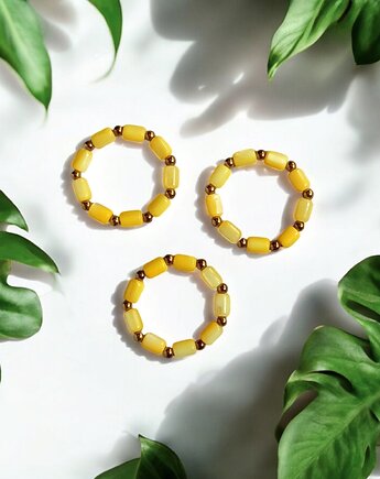 Żółty pierścionek :: summer : masa perłowa, hematyt, kaktusia