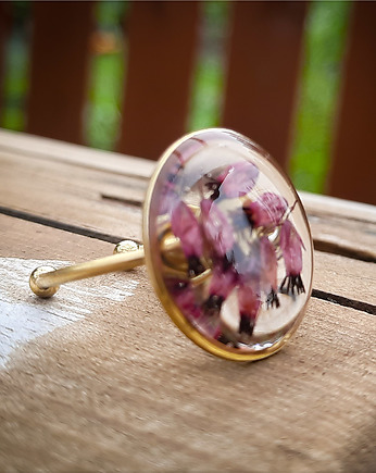 Płaski pierścionek z wrzosem, Figa handmade accessories