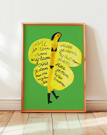 Plakat MOTYL Może jestem snami Nie jestem myślami Kobieta Marzenia, BEATNIK illustration