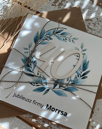Ręcznie robiona kartka na 40 jubileusz firmy z personalizacją (40-lecie dział, sorte