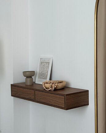 MILEY CASELLA - wisząca wąska konsola z szufladami do sypialni 100x30x15, Papierówka Simple form of furniture