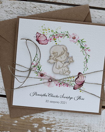 Wyjątkowa personalizowana kartka na chrzest dla dziewczynki - pomysł na preze, sorte