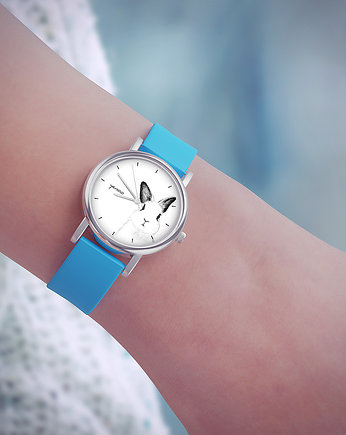 Zegarek  mały - Królik - silikonowy, niebieski, yenoo
