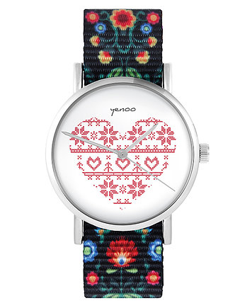 Zegarek - Serce skandynawskie - folk czarny, nato, yenoo