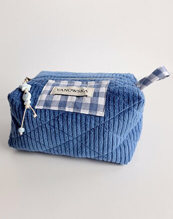 Sztruksowa pikowana kosmetyczka, DENIM BLUE, Yanowska