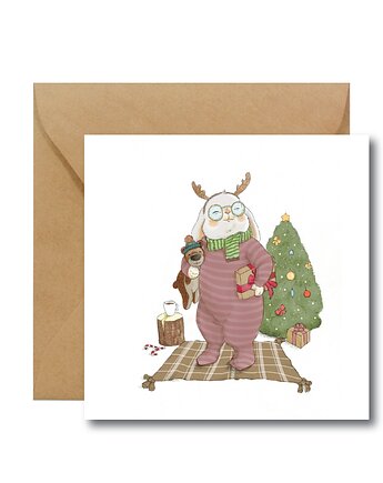 KRÓLICZEK W RAMPERSIE kartka świąteczna, HI LITTLE