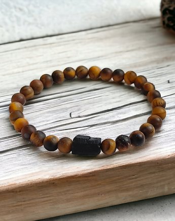 Damska : tygrysie oko & turmalin : ochronne bransoletki, kaktusia