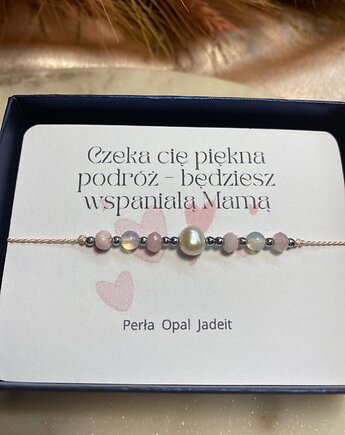 Bransoletka dla przyszłej Mamy na jedwabnej nici kamienie naturalne, la liva art