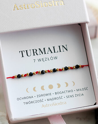 Bransoletka Ochronna 7 węzłów  3mm Turmalin z Turmalinem Ochrona Amulet, AstroSiostra