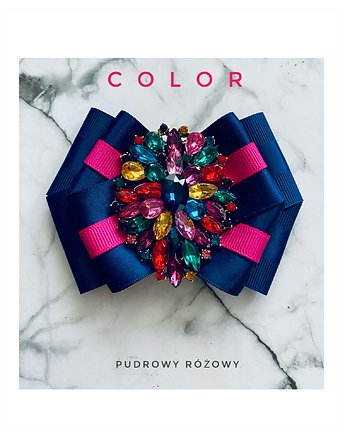 Brosza z kolekcji COLOR  z kolorowym kryształem, Pudrowy Różowy