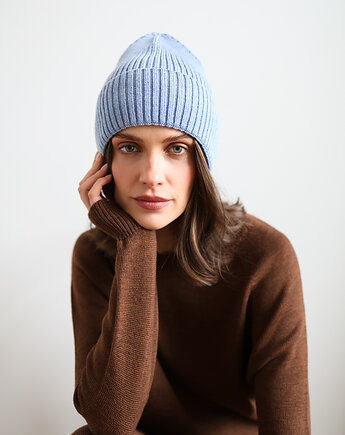 Czapka Simple merino błękitna, Lucky HandMade