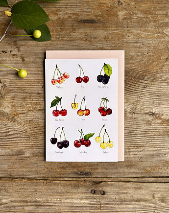 Cherries- Kartka- Grafika- Ilustracja- Owoce, BOSKE