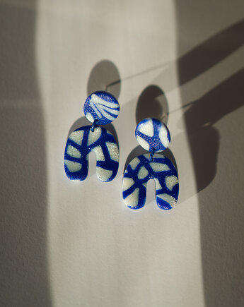 Wiszące kolczyki sztyfty MINI we wzorek, Dwie Gliny