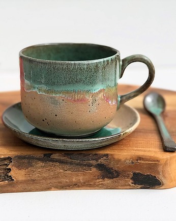 Kubek ceramiczny  Duża filiżanka ze spodkiem, Ceramika Tyka