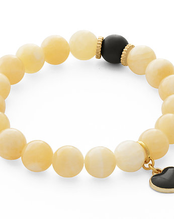 Honey jade with black point & heart penadant., Lavoga