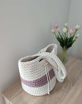 Torba szydełkowa na ramię ze sznurka bawełnianego 23cmx30cm, MISZ MASZ Dorota Tyszko