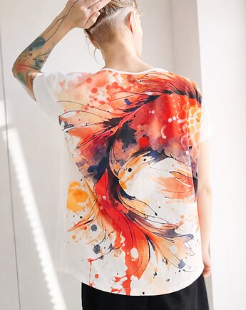 Koi pomarańczowy fullprint Biały Oversize, ONE MUG A DAY