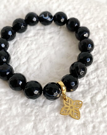 Bransoletka "Black Grace" z czarnych agatów- srebro 925 pozłacane, Coccola JEWELLERY