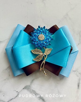 Brosza z błękitnym Kwiatem z kryształków Nowość, Pudrowy Różowy