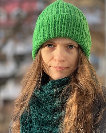 Przejściowa czapka Dimma z alpaki zielona, Made by Jaga