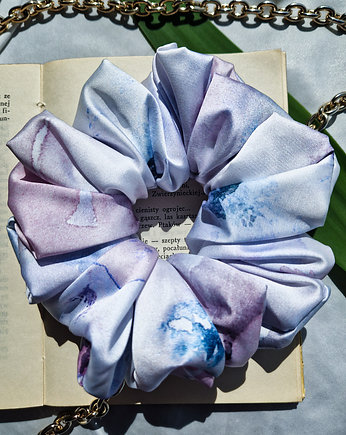 Scrunchie Violet Aquarel XL - gumka do włosów satynowa liliowa, SILKY DESIRE
