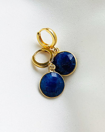 Granatowe kolczyki Lapis LAzuli srebro pozłacane, Anemon Atelier