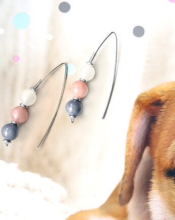 SREBRNE KOLCZYKI z trzema minerałami, Chodelska Art Studio