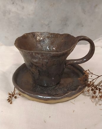 Unikatowa filiżanka ceramiczna 180ml ,  stare złoto , hand made, AM Natural Home
