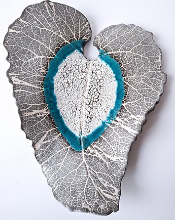 Patera dekoracyjno BIG LEAF- szara, Pracownia Unikatu