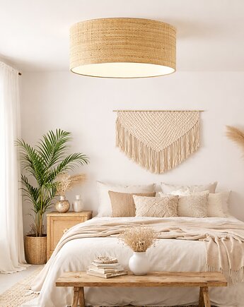 Rattanowy plafon sufitowy w stylu boho DUBAJ BOHO fi - 40 cm, LYSNE