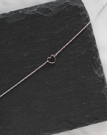 Rhodium Plated Tiny Heart Necklace, Le Boho Bleu