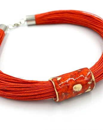 Naszyjnik len z ceramiką AMANITA, Beezoo