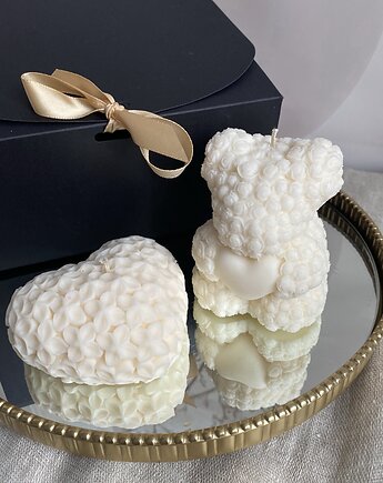 Walentynkowy zestaw prezentowy miś misiu świece ekologiczne sojowe, Coccola JEWELLERY