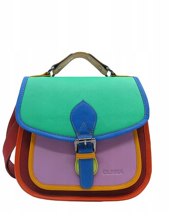 Torebka damska kolorowa skórzana skóra naturalna rączka pasek OLIVKA, Olivka Warsaw
