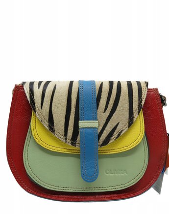 Torebka damska na ramię skórzana pojemna kolorowa ze skrawków eko OLIVKA, Olivka Warsaw