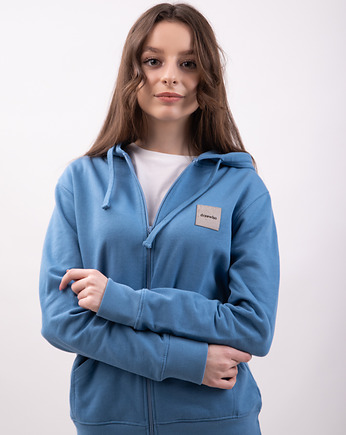 Bluza niebieska rozpinana bawełna organiczna GOTS, tree rebel