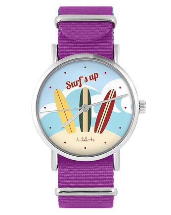 Zegarek - Surfing - amarant, nylonowy, OSOBY - Prezent dla teścia