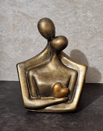Rzeźba z gipsu, Para Zakochanych, brązowe złoto, wys. 12 cm, JBJart Justyna Jaszke
