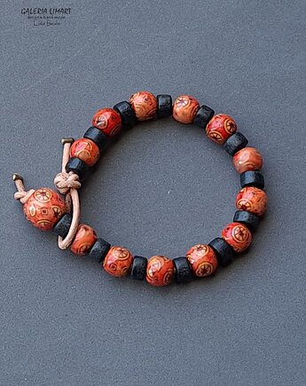 Bransoletka boho z egzotycznego drewna na rzemieniu prezent unisex, Galeria Limart