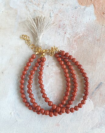 Bransoletka TRIO jaspis czerwony, lniany chwost, modesign