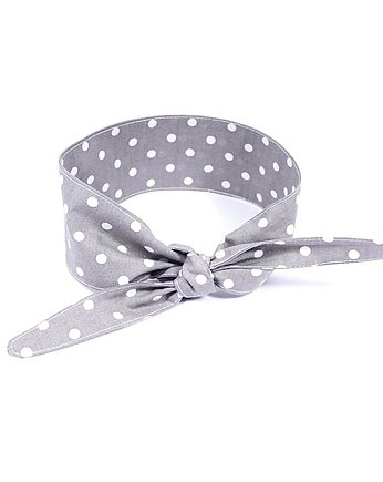 Retro opaska pin up beżowa w białe grochy, RękaProduction